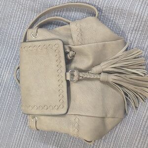 Mini Backpack Purse Bag Grey Leather
